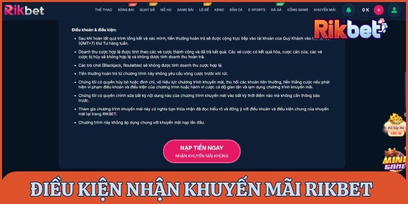 Điều kiện chung để nhận khuyến mãi Rikbet dành cho mọi thành viên