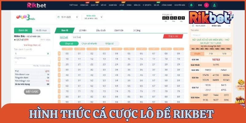 Hình thức cược lô đề Rikbet